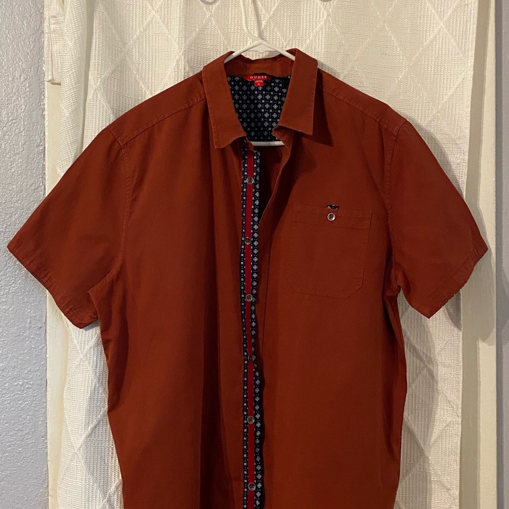 Guess Brown Casual Cotton Button Down Shirt